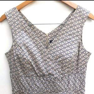 Gap Stretch Cotton Sheath Wrap Neutral Print Dress